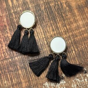 Gold and Black Tassel Earrings